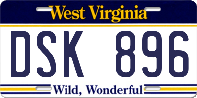 WV license plate DSK896