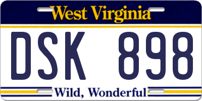 WV license plate DSK898