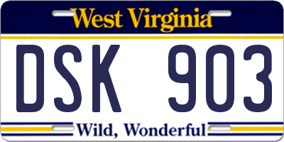 WV license plate DSK903
