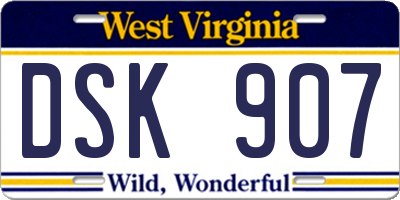 WV license plate DSK907
