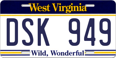WV license plate DSK949
