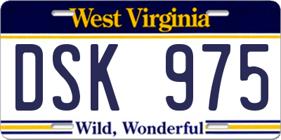 WV license plate DSK975