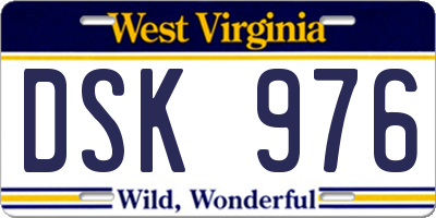 WV license plate DSK976