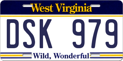 WV license plate DSK979