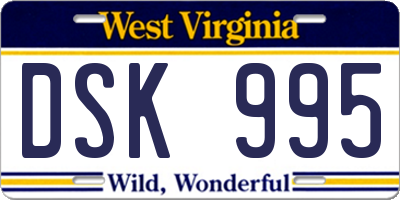 WV license plate DSK995