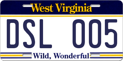 WV license plate DSL005