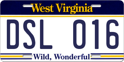 WV license plate DSL016