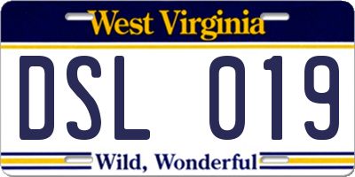 WV license plate DSL019