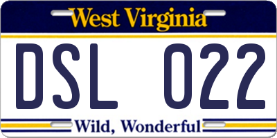 WV license plate DSL022