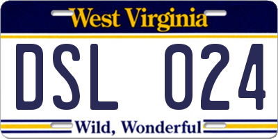 WV license plate DSL024