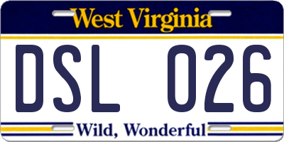 WV license plate DSL026