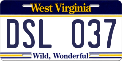 WV license plate DSL037
