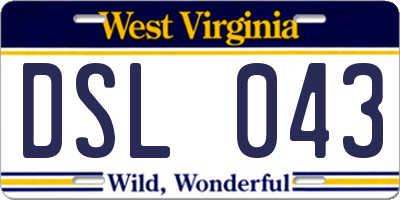 WV license plate DSL043