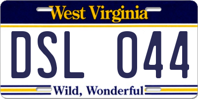 WV license plate DSL044