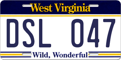 WV license plate DSL047