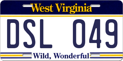 WV license plate DSL049