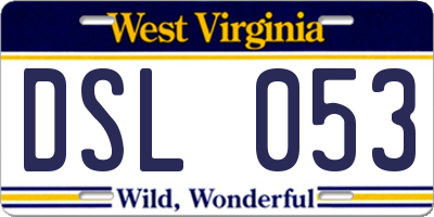 WV license plate DSL053