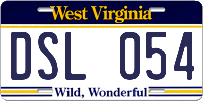 WV license plate DSL054