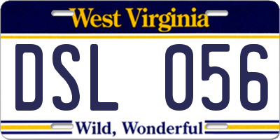 WV license plate DSL056