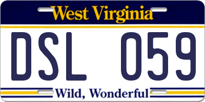 WV license plate DSL059