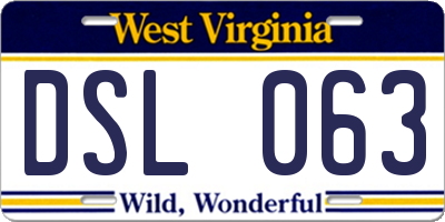 WV license plate DSL063