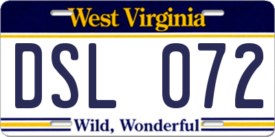 WV license plate DSL072