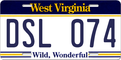 WV license plate DSL074