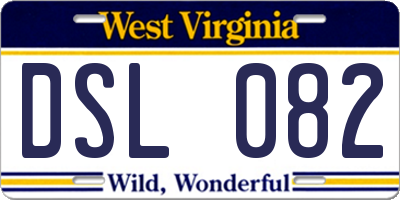 WV license plate DSL082