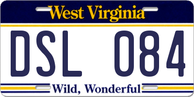 WV license plate DSL084