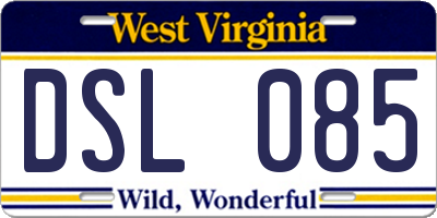 WV license plate DSL085