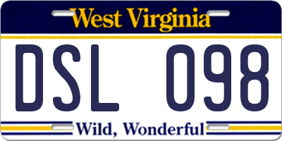 WV license plate DSL098