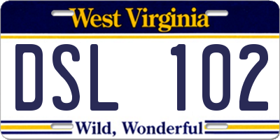 WV license plate DSL102
