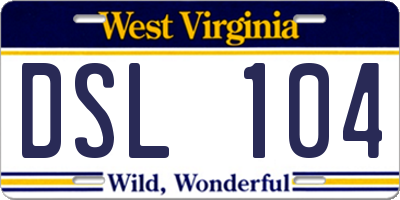 WV license plate DSL104