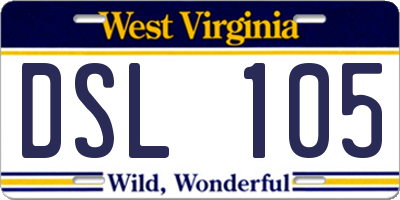 WV license plate DSL105