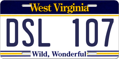 WV license plate DSL107