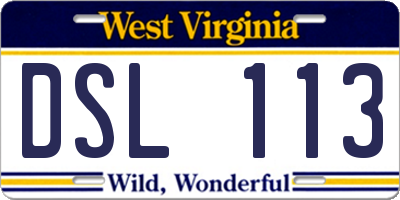 WV license plate DSL113