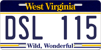 WV license plate DSL115