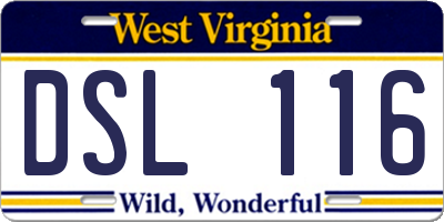 WV license plate DSL116