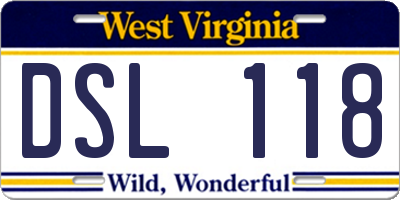 WV license plate DSL118