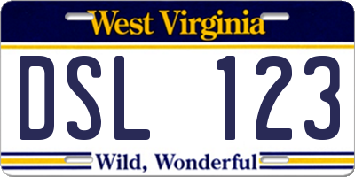 WV license plate DSL123