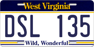 WV license plate DSL135
