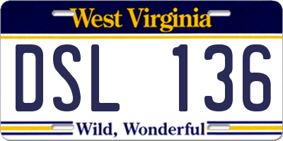 WV license plate DSL136