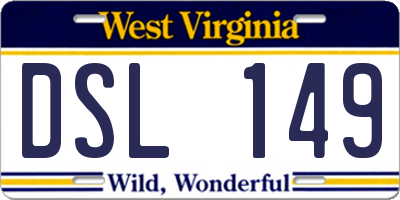 WV license plate DSL149