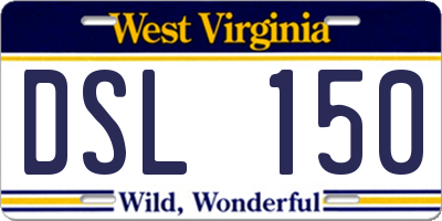 WV license plate DSL150