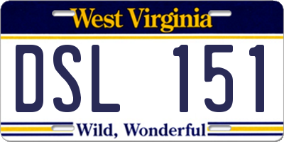 WV license plate DSL151