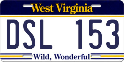 WV license plate DSL153