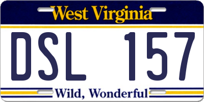 WV license plate DSL157