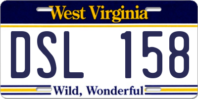 WV license plate DSL158