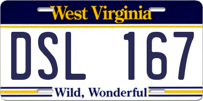 WV license plate DSL167