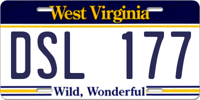 WV license plate DSL177